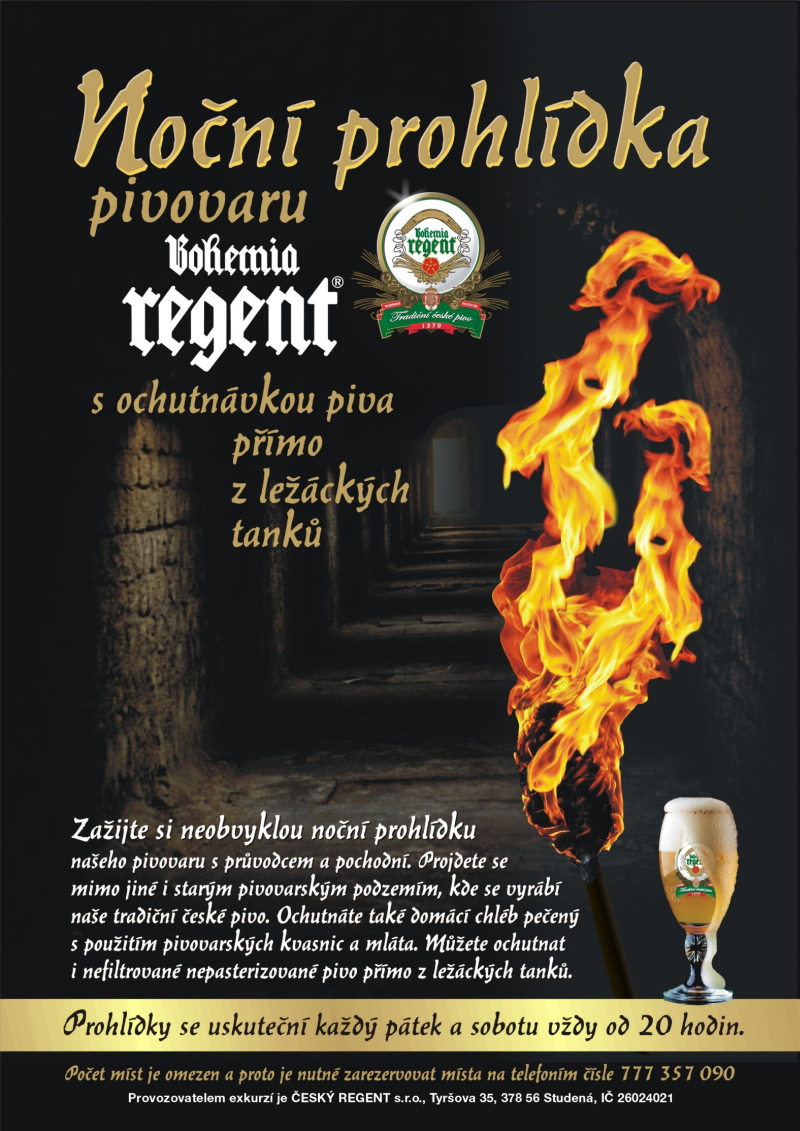 noční prohlídky pivovaru regent